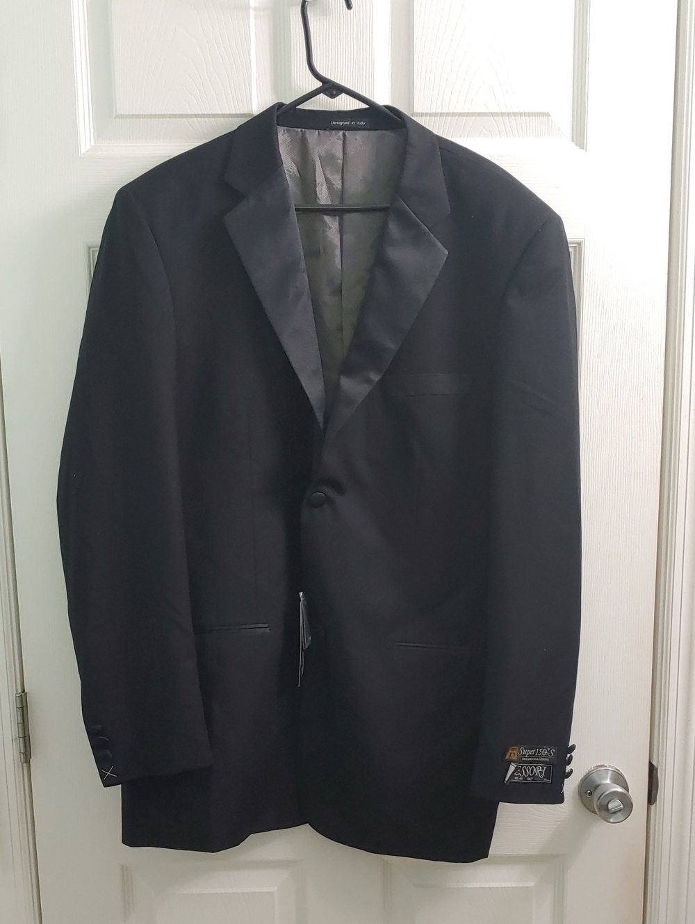 Tessori Wool Blazer NWT Men's 46L Black Suit Jacket Super 150's